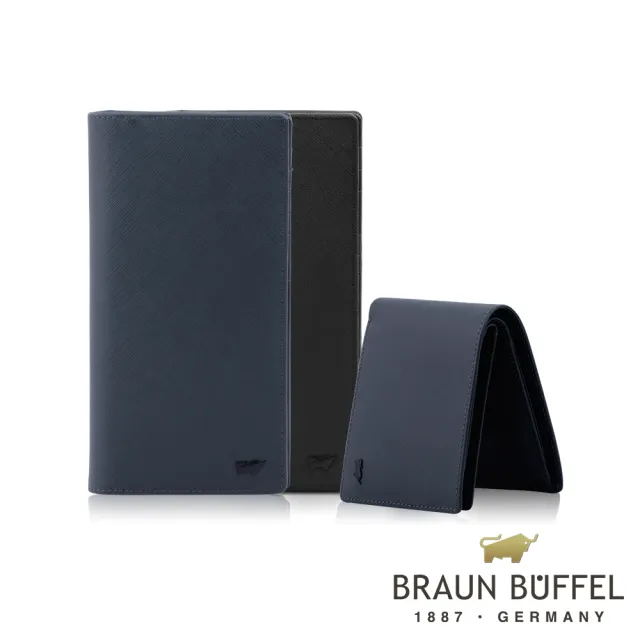 【BRAUN BUFFEL 德國小金牛】台灣總代理 洛菲諾P-II 單層卡夾-藍色(BF347-151-NY)