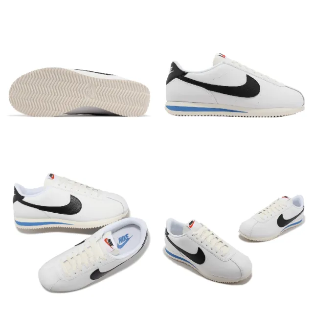 【NIKE 耐吉】休閒鞋 Cortez 男鞋 女鞋 白 黑勾 復古 經典 皮革 阿甘鞋 奶油中底(DM4044-100)