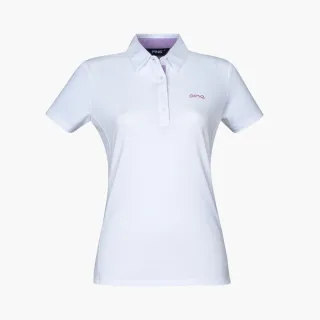 【PING】女款經典素色短袖立領POLO衫-白(吸濕排汗/抗UV/GOLF/高爾夫球衫/RA22190-87)