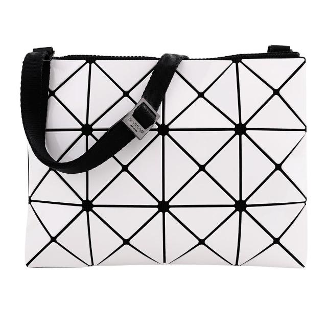 【ISSEY MIYAKE 三宅一生】BAOBAO 原色透幾何方格3X4肩斜扁包(白/亮面)