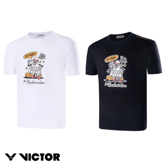 【VICTOR 勝利體育】羽球人插畫 T-Shirt 中性款(T-2305 A白/C黑)