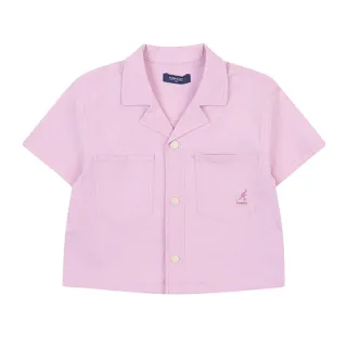 【KANGOL】韓國-KIDS 雙口袋短袖短版襯衫-粉色(W23SG102PK)