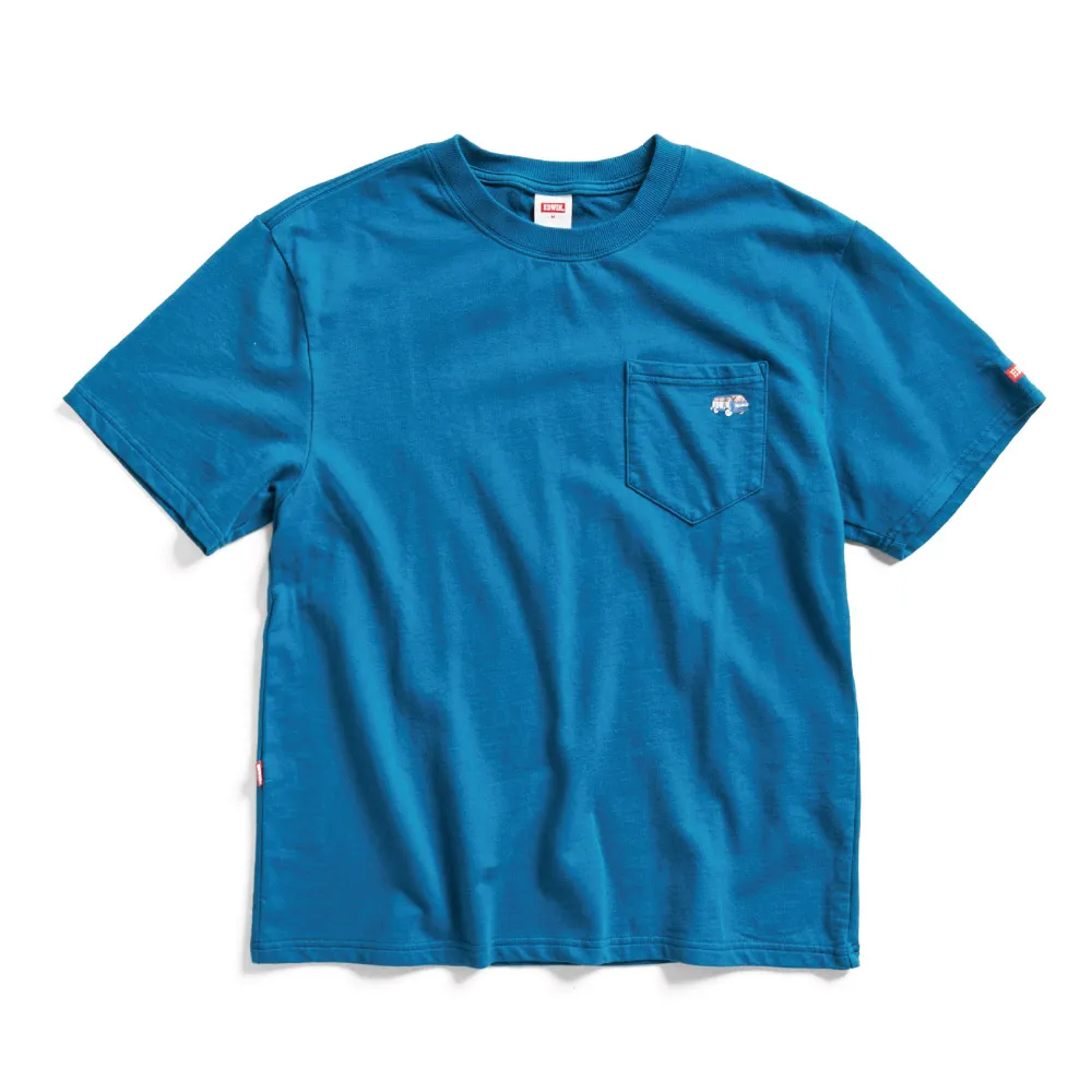 【EDWIN】男裝 口袋寬版短袖T恤(土耳其藍)