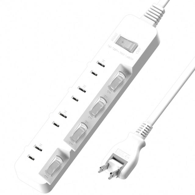 【iPlus+ 保護傘】5切4座防火抗雷擊180度插頭延長線1.8M-簡約純白系列(PU-2546-N)