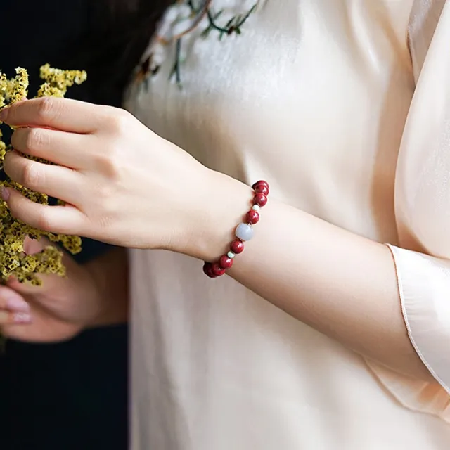【桃花源創意工坊】高含量硃砂紫金砂手鍊男女款 煙紫玉(手鍊)