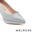 【MELROSE】美樂斯 華麗銀蔥亮片格麗特布水台尖頭美型高跟鞋(銀)