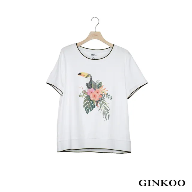 【GINKOO 俊克】大嘴鳥花朵印花短袖