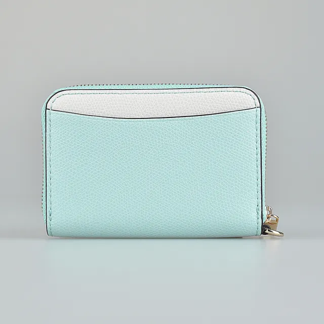 【FURLA 芙拉】FURLA Camelia立體金字LOGO牛皮2卡拉鍊零錢夾包(薄荷綠x棉花糖白)