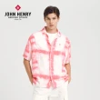 【JOHN HENRY】暈染印花短袖古巴領襯衫-粉色