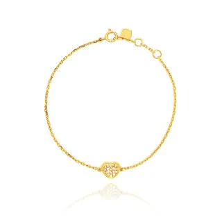 【歐羅拉】天然真鑽創意設計18K黃金 女神鑽石手鍊(愛心)