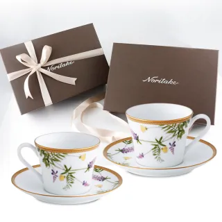 【NORITAKE】富良野之春金邊咖啡對杯(可微波 禮盒組)
