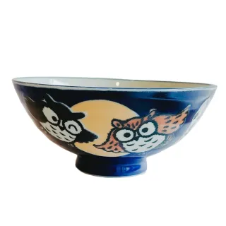 【Ciao Li 僑俐】日本製福氣貓頭鷹大飯碗-6入組(日本美濃燒特色飯碗 日本製造)