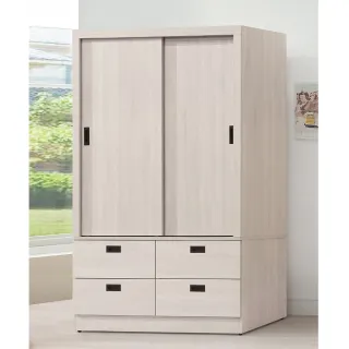 【顛覆設計】樂雅白雲橡色4x6尺拉門衣櫥