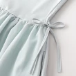 【MsMore】藍色韓版森系甜美韓國東大門淑女方領修身抽繩設計背心連身裙長洋裝#117404(藍)