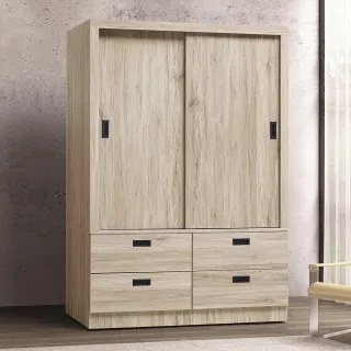 【顛覆設計】薇希橡木色4×6尺拉門衣櫥