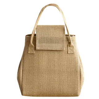 【E.City】自然風手提黃麻保溫便當袋(野餐 保溫保冷)