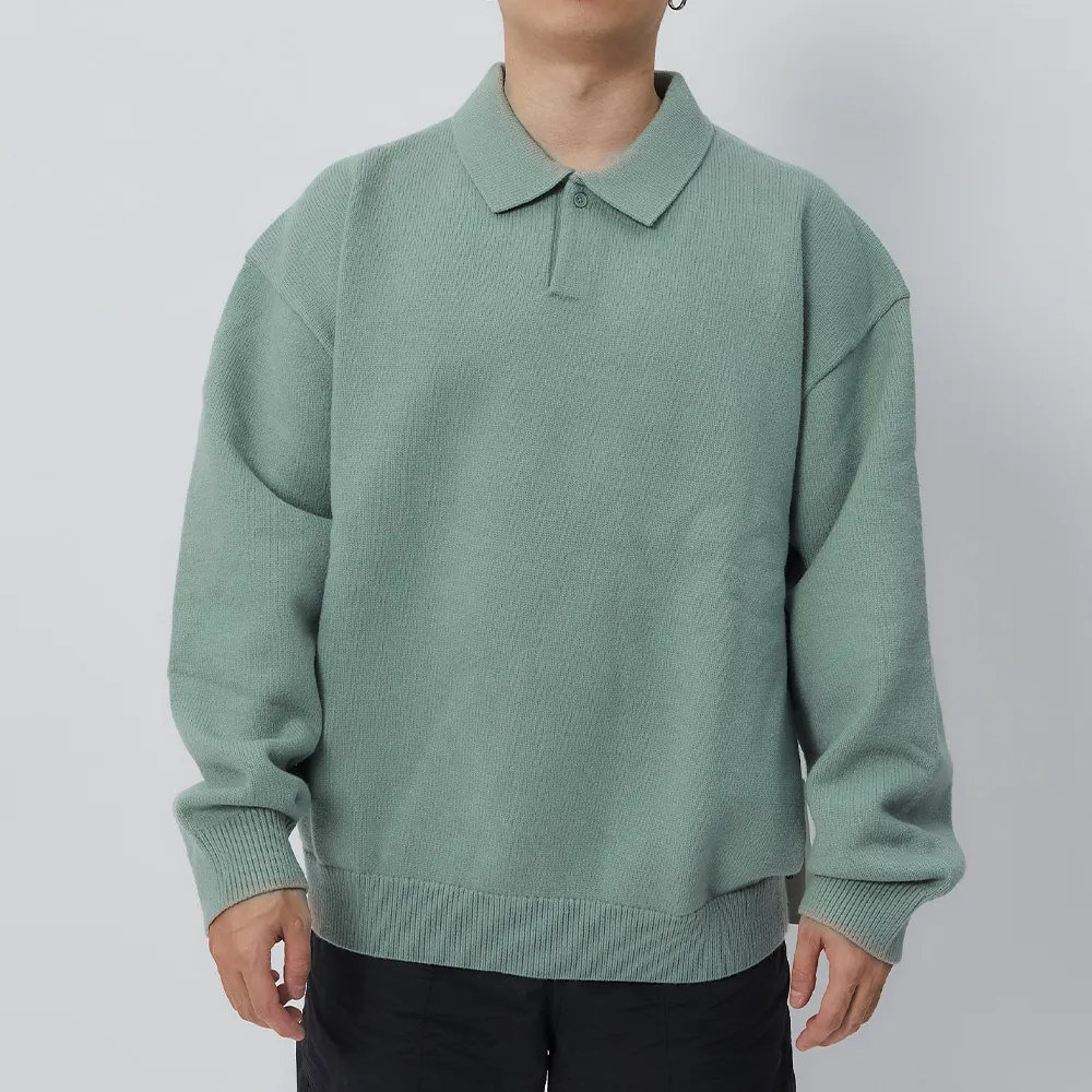 【Essentials】FOG Knit L/S Polo 男款 女款 藍綠色 長袖 上衣 192BT222181F