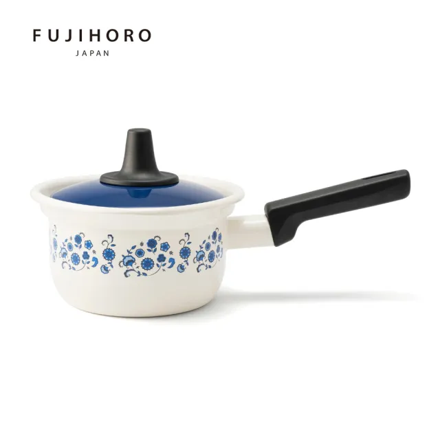 【FUJIHORO 富士琺瑯】官方直營 Memories 單柄附蓋阿拉丁牛奶鍋14cm/1.4L-復刻小藍花(限量)