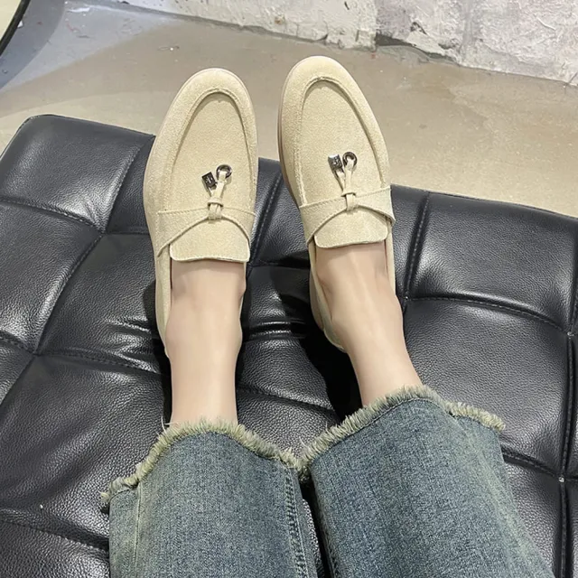 【baibeauty 白鳥麗子】舒適糖果色絨布金釦平底包鞋(懶人鞋)