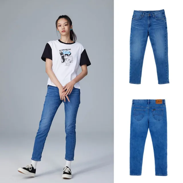 【Lee】女裝 牛仔褲 / 401 中腰標準小直筒 九分褲 中藍洗水(LB317032578)