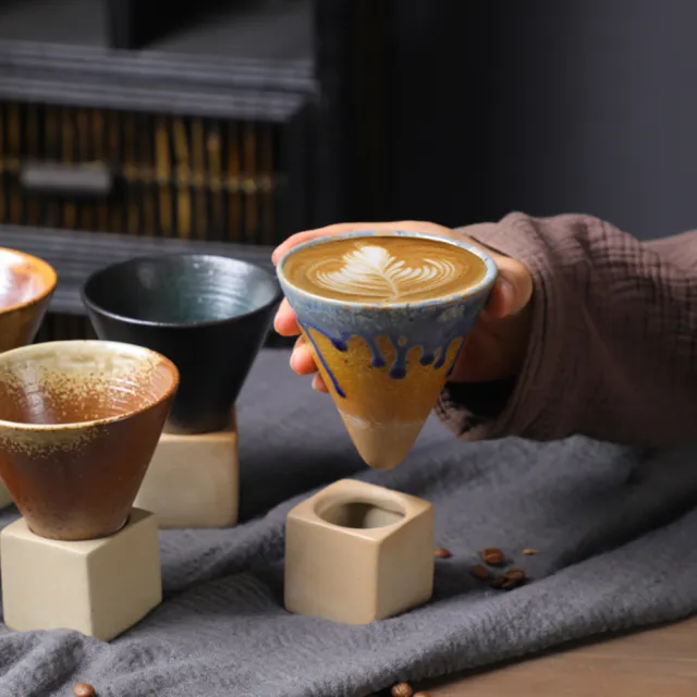 【Royal Duke】丹石窯燒錐形咖啡杯200ML(兩入組 多款任選 馬克杯 咖啡杯 陶瓷 馬克杯 杯 杯子 水杯)