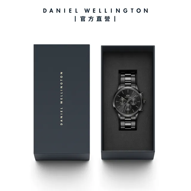 【Daniel Wellington】DW 手錶 Iconic Chronograph 42ｍｍ曜夜黑三眼精鋼錶黑錶盤(DW00100642)
