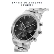 【Daniel Wellington】DW 手錶 Iconic Chronograph 42ｍｍ曜夜黑三眼精鋼錶-銀框(DW00100645)