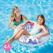 【INTEX】Vencedor 36吋透明彩色泳圈(充氣坐騎 充氣浮排 浮床 水上玩具-4入)