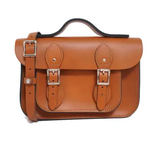 【The Leather Satchel Co.】11吋 英國手工牛皮劍橋包 手提包 肩背包 側肩包 多功能兩用包(倫敦棕)