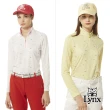 【Lynx Golf】女款吸汗速乾水波紋組織緹花復古玩味印花脇邊剪裁設計長袖立領POLO衫/高爾夫球衫(二色)