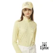 【Lynx Golf】女款吸汗速乾水波紋組織緹花復古玩味印花脇邊剪裁設計長袖立領POLO衫/高爾夫球衫(二色)