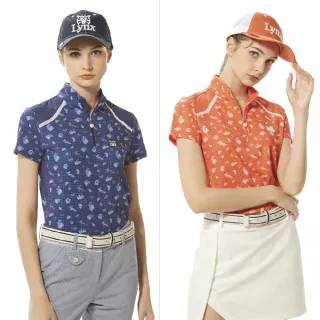 【Lynx Golf】女款吸汗速乾合身版娛樂小物透氣織帶造型短袖立領POLO衫/高爾夫球衫(二色)