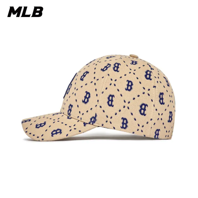 【MLB】可調式硬頂棒球帽 MONOGRAM系列 波士頓紅襪隊(3ACPM023N-43SAL)