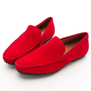 【GEORGE 喬治皮鞋】城市休閒 絨面麂皮縫線樂福鞋 -紅 138010BW60