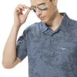 【Lynx Golf】男款歐洲進口絲光面料優美碎花圖樣典雅胸袋款短袖POLO衫(深藍色)