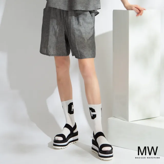 【MAGIQUE WARDROBE】亞麻棉鬆緊短褲(2色)