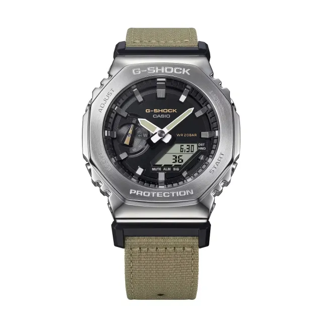 CASIO 卡西歐】G-SHOCK八角布質編織雙顯錶(GM-2100C-5A) - momo購物網