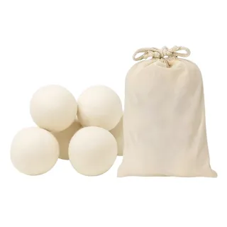 手工羊毛球吸水烘衣球-6入贈束口袋(除濕 快乾 除靜電 收納袋 乾衣球 防纏繞 防打結 去異味 貓玩具) 限 