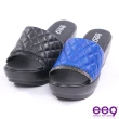 【ee9】經典優雅菱格紋晶鑲鑽厚底拖鞋-黑色-7605151810(拖鞋)