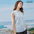 【Diffa】領拼接羅紋無袖上衣-女