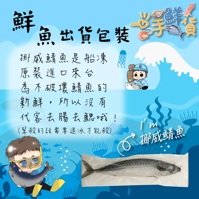 【一手鮮貨】挪威無鹽整尾鯖魚(4尾組/單尾500g-550g)