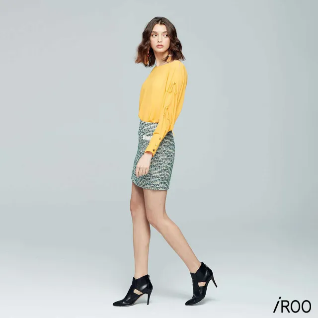 【iROO】優雅毛呢造型短裙