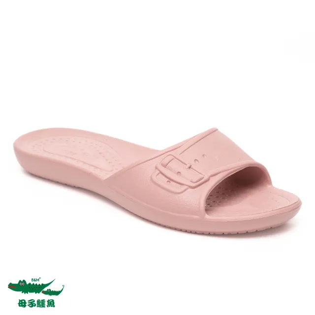 【母子鱷魚】-官方直營-卡扣造型超輕量拖鞋-深粉(男女款)