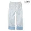 【Diffa】褲口造型白色牛仔長褲-女(丹寧)