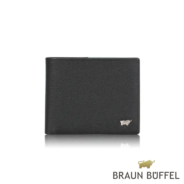 【BRAUN BUFFEL 德國小金牛】台灣總代理 瓦拉頓 8卡男夾-黑色(BF397-313-BK)