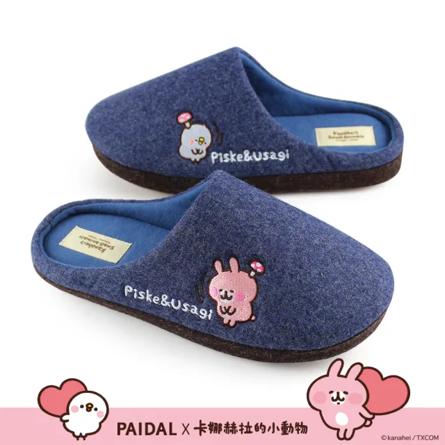 【Paidal】卡娜赫拉的小動物 女款可愛蘑菇毛絨室內拖鞋(夜空藍)