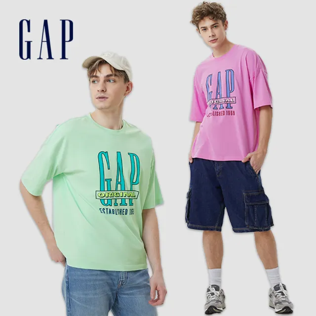 【GAP】男女同款 Logo純棉印花短袖T恤 厚磅密織親膚系列-多色可選(670339)