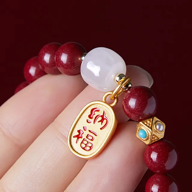 【桃花源創意工坊】錦年鴻福硃砂手鍊(手鍊)