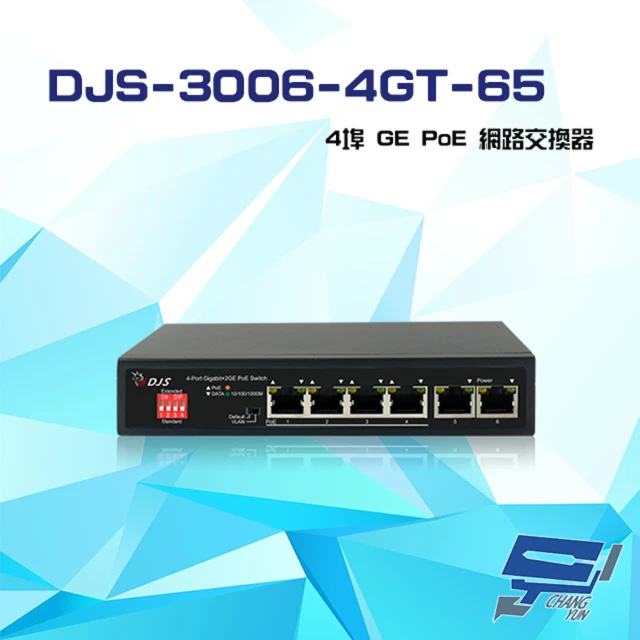 CHANG YUN 昌運 DJS-3006-4GT-65 4埠 10/100/1000Mbps GE PoE 網路交換器 交換機