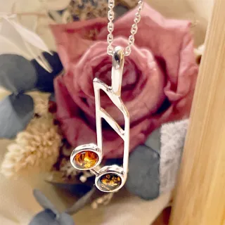 【iTa.a】天然琥珀925純銀項鍊 波羅地海音樂瑰寶-跳耀的音符(彌月 生日 訂情 祝壽 自用送 